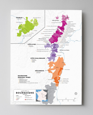 12x16 France Burgundy (Bourgogne) wine map by Wine Folly